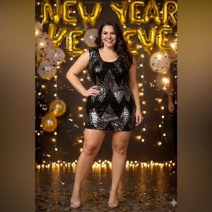 Glamorous Black Sequin Mini Dress